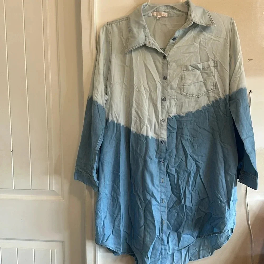 Gradient Denim Shirt Dress size 2X - Picture 2 of 4
